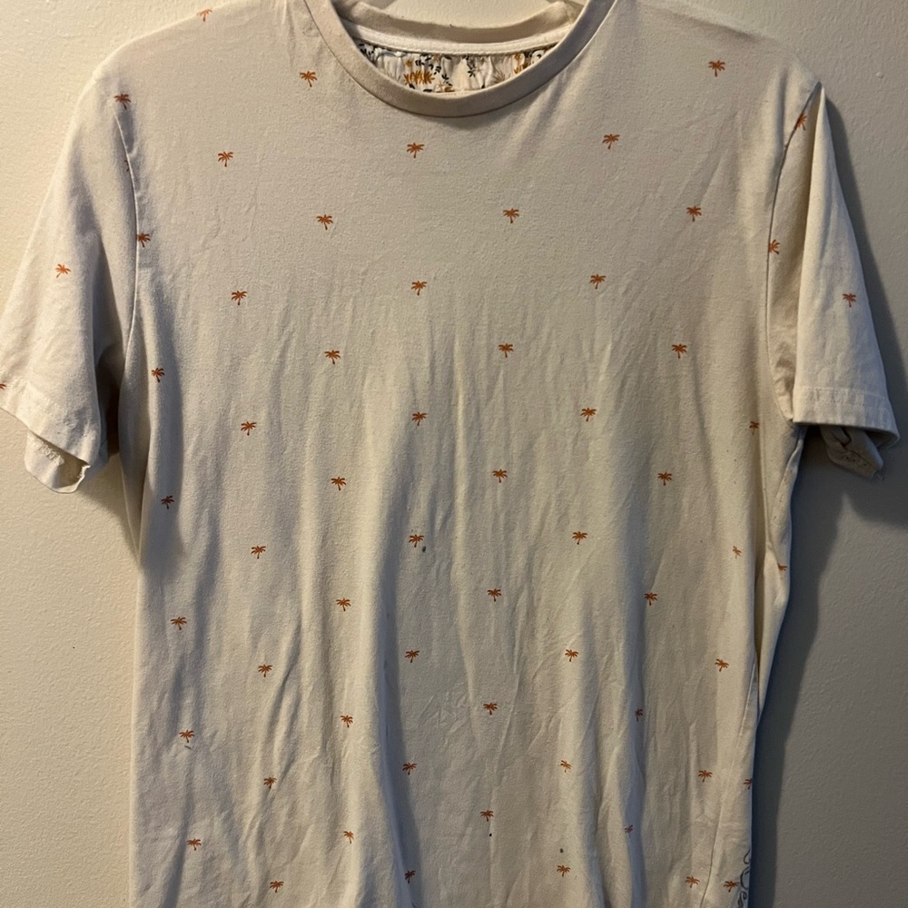 Men's Cream T-Shirt with Orange Accents